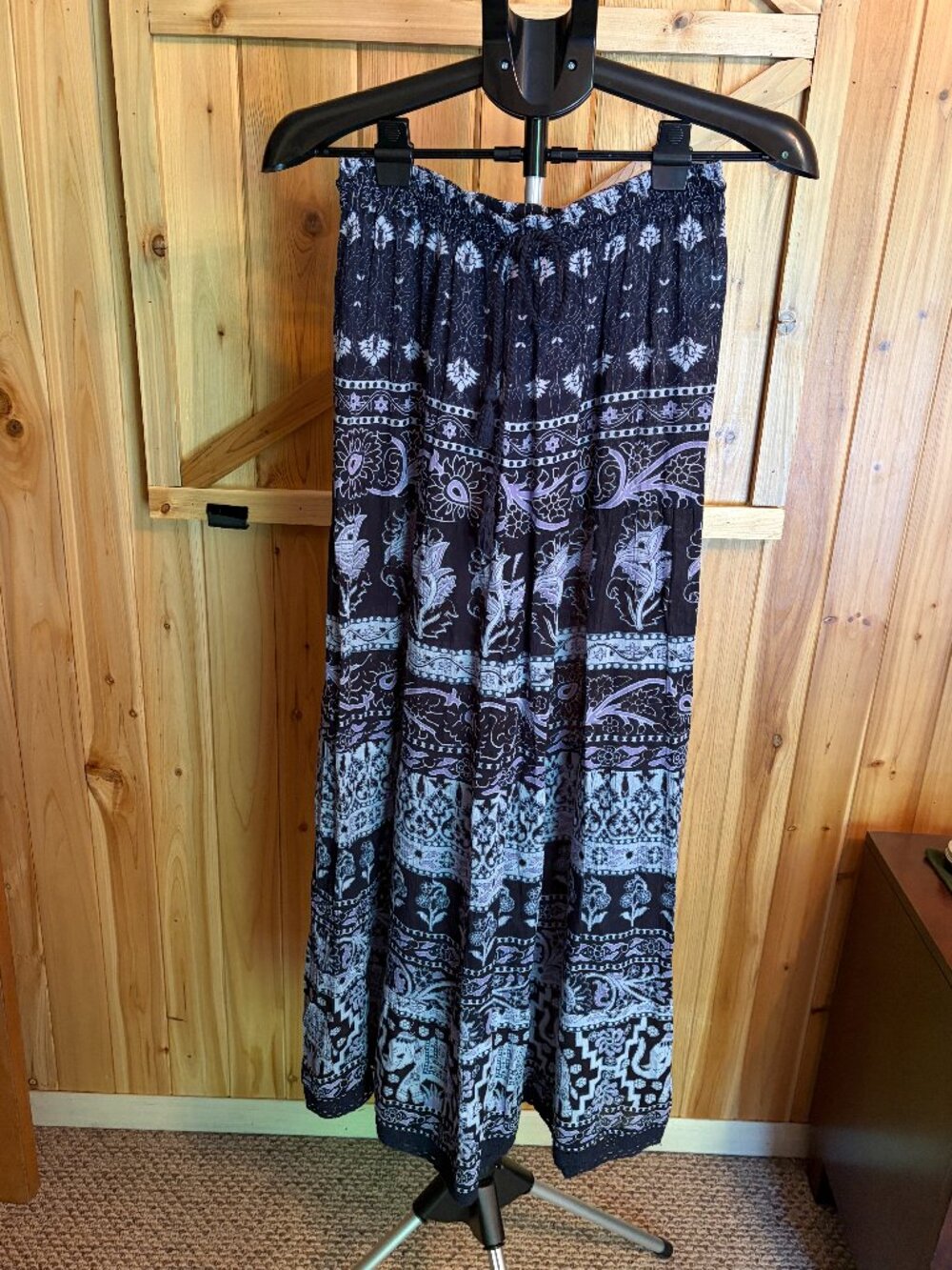 Forever 21 Boho Style Pull On Navy Multi Color Maxi Peasant Skirt Sz Sm